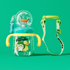 Children's Whale Cartoon Diving Fountain Water Bottle - Tritan Leakproof Sippy Cup (Various Sizes & Colors)